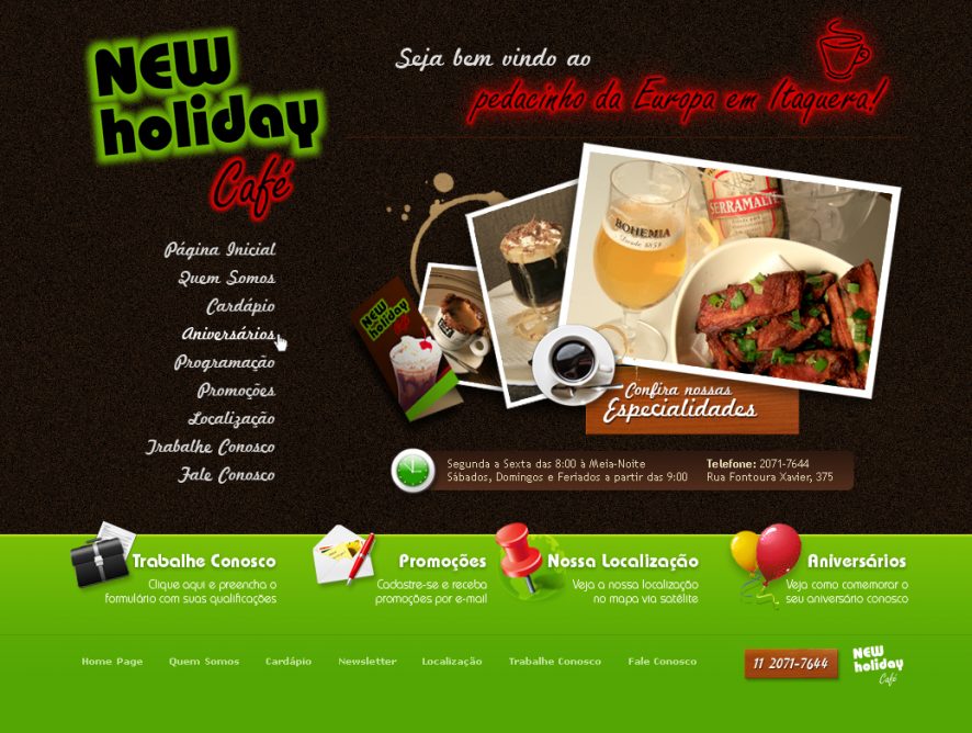 New Holiday Café | Criação de site e sistema de cardápio online